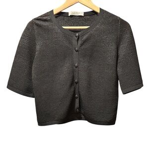 EUC D. Exterior Black Textured Button-Up Cardigan